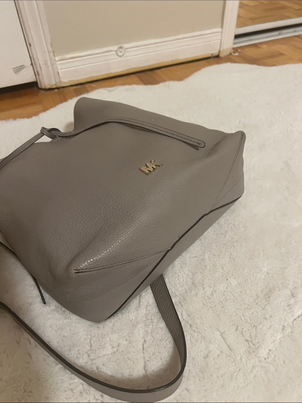 Michael Kors Pebbled Leather Junie Shoulder Bag - Gray - Picture 7 of 15